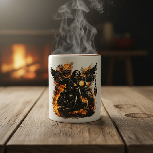 Biker Skull Tasse – Motorrad Horror Design | 330 ml Keramik, spülmaschinenfest