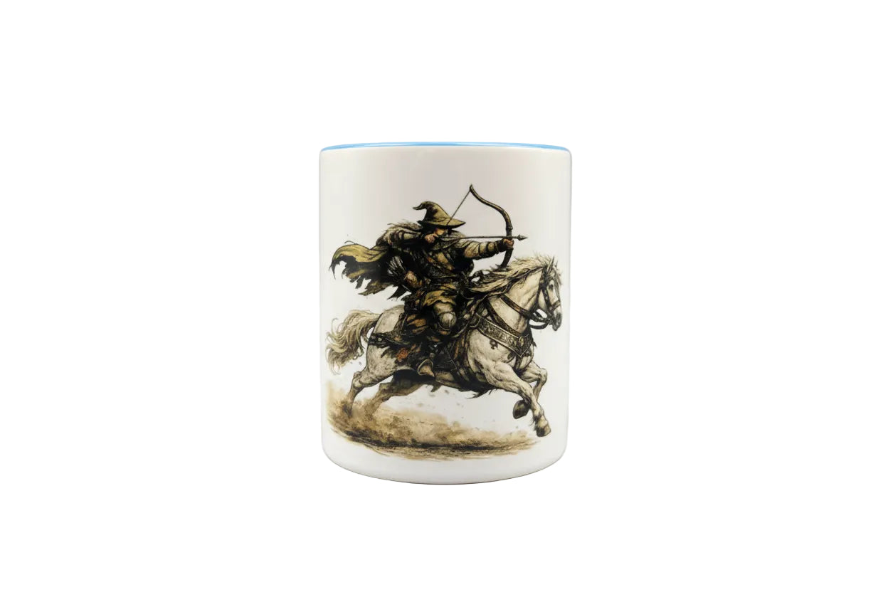 Bogenschütze Tasse 330 ml – Mittelalter Reiter & Bogen Design | spülmaschinenfest