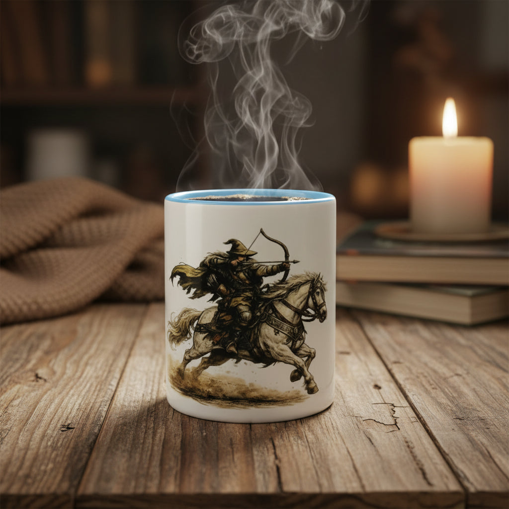 Bogenschütze Tasse 330 ml – Mittelalter Reiter & Bogen Design | spülmaschinenfest