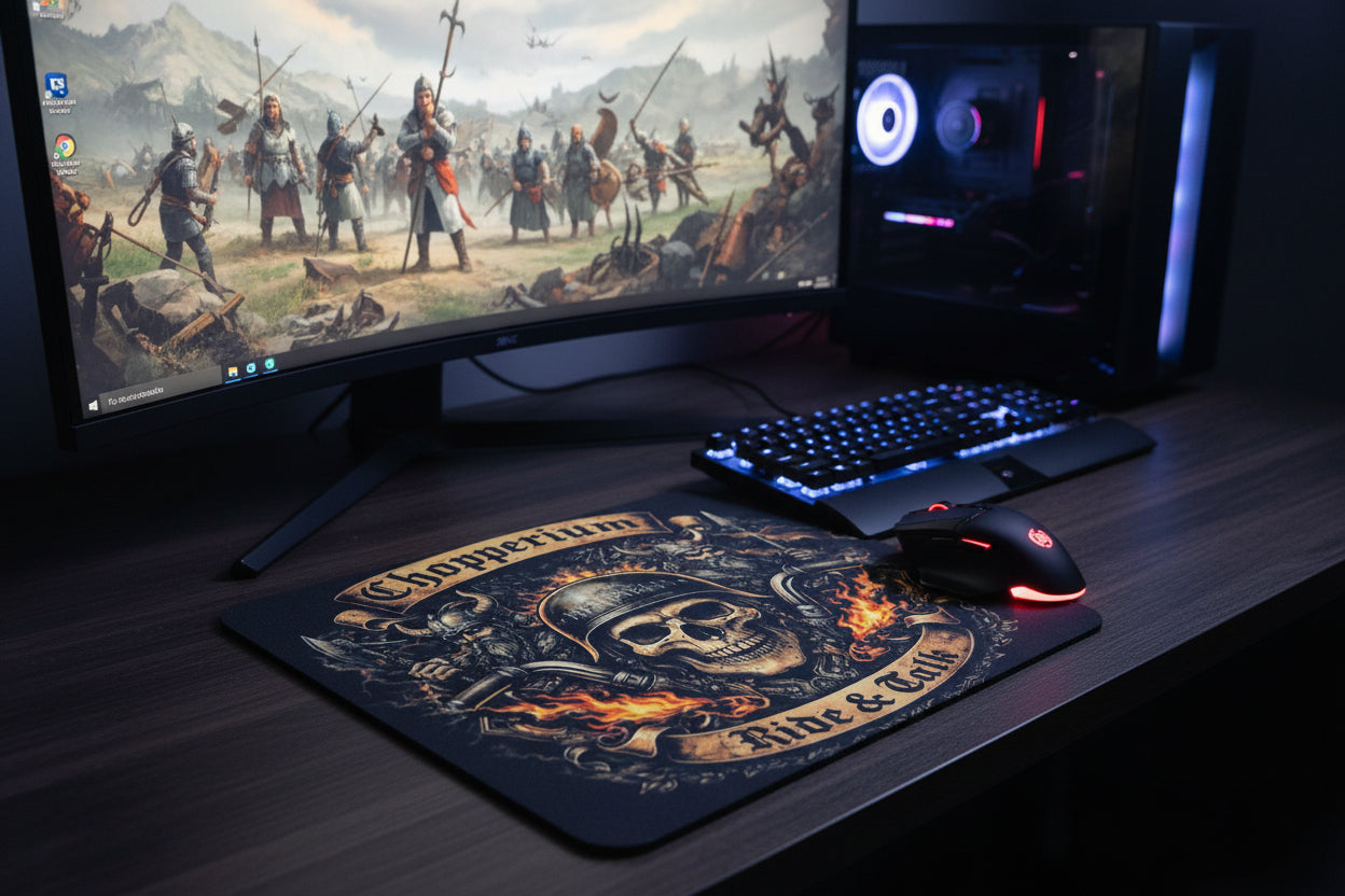 Chopperium Mauspad – Biker Skull Design | 3mm Gaming Mousepad 23,5x20 cm