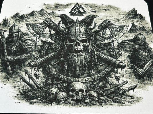 Wikinger Mauspad Schwarz Weiß – Dark Viking Skull Gaming Mauspad 23x19,5 cm