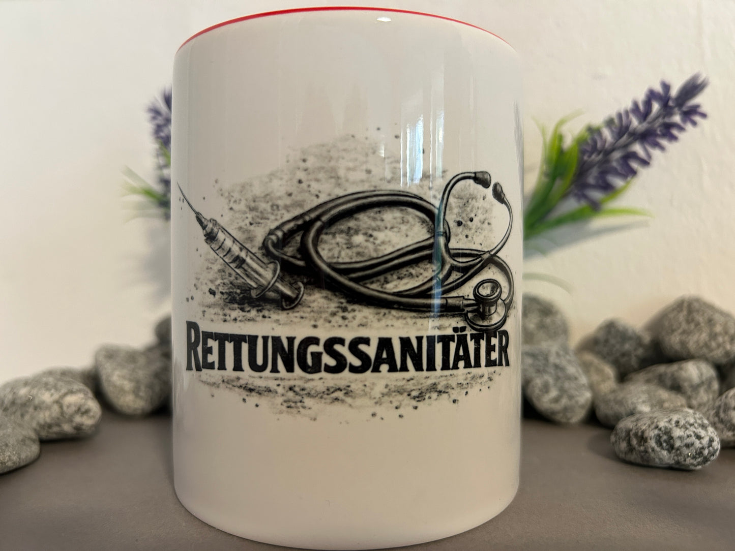 Rettungssanitäter Tasse mit medizinischem Motiv und Stethoskop für Rettungsdienst Mitarbeiter