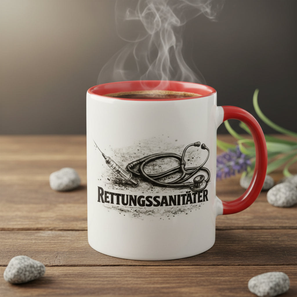 Rettungssanitäter Tasse mit medizinischem Motiv und Stethoskop für Rettungsdienst Mitarbeiter