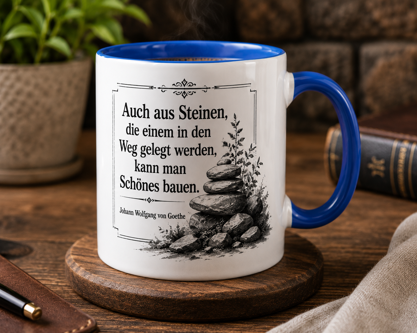 Tasse mit Zitat von Johann Wolfgang von Goethe