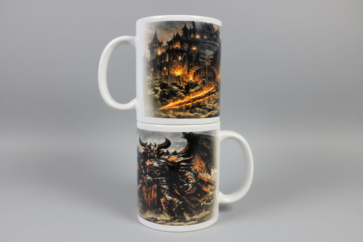 Fantasy Tasse Dämonenlord vor dunkler Festung - Geschenk für Gamer, Fantasy und Dark Medieval Fans