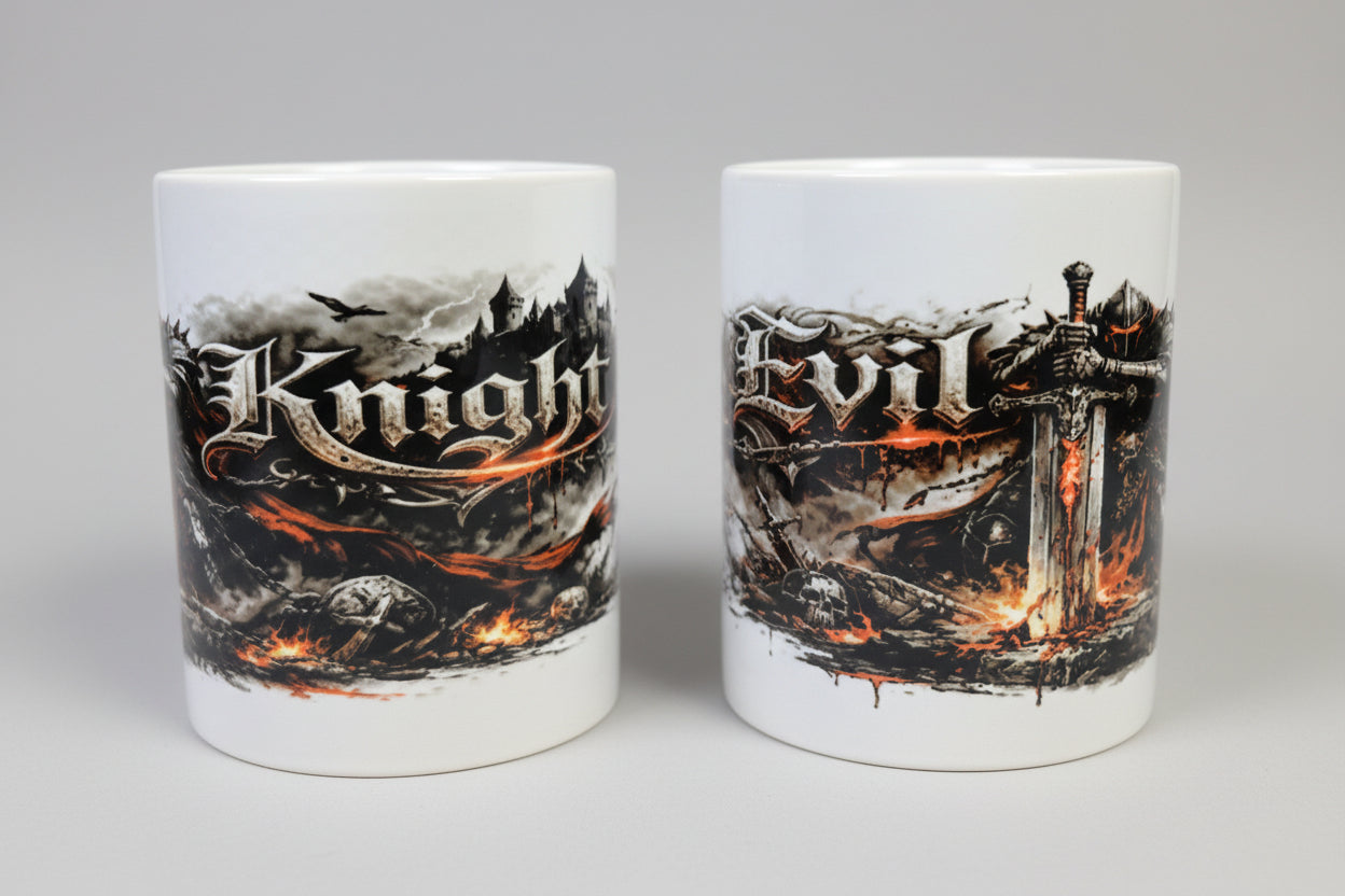 Evil Knight Tasse – Dark Fantasy Ritter Motiv | Mittelalter Schlacht Design | Limited