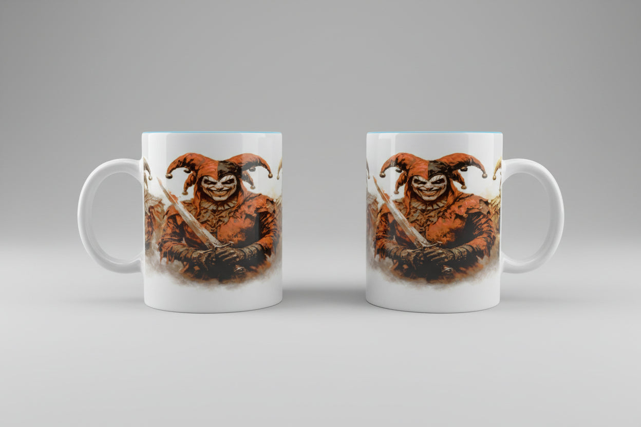 Dark Fantasy Tasse – Düsterer Narr Krieger | Mittelalter Keramiktasse 330 ml