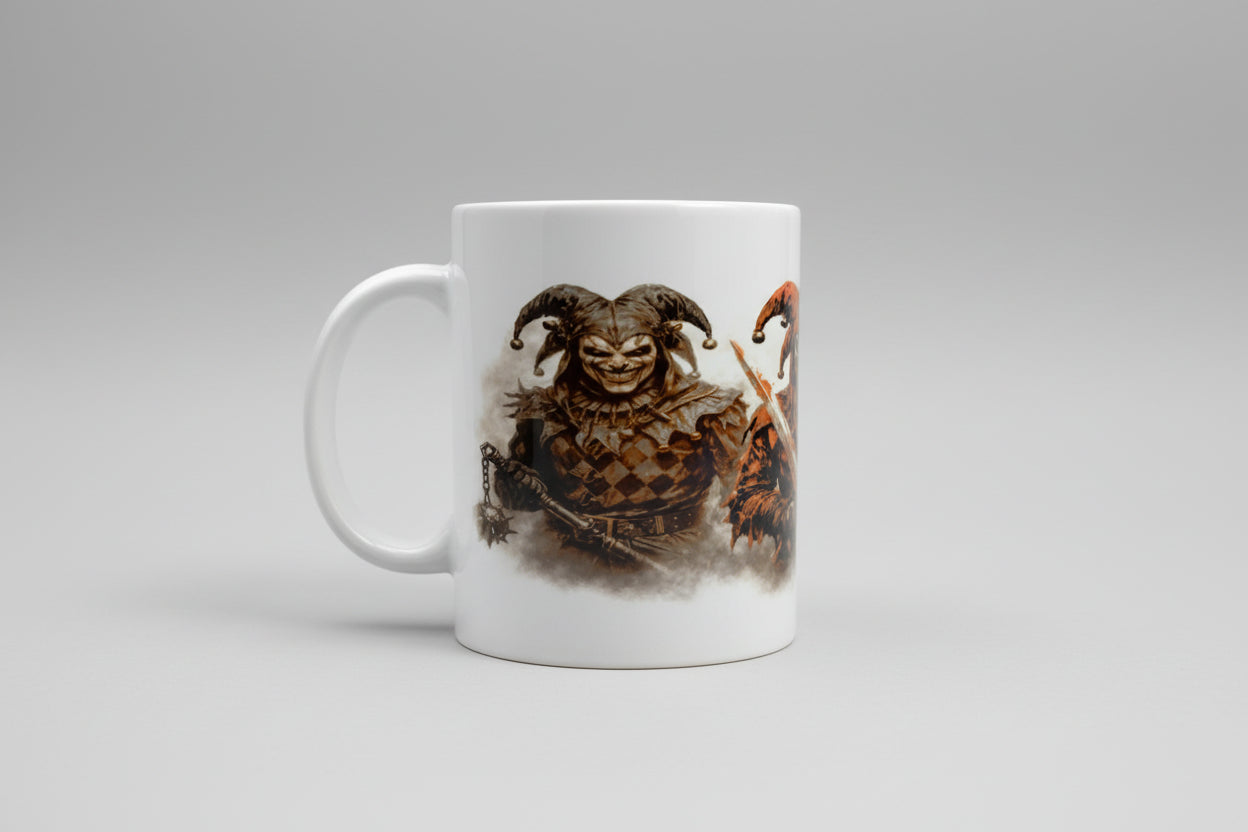 Dark Fantasy Tasse – Düsterer Narr Krieger | Mittelalter Keramiktasse 330 ml