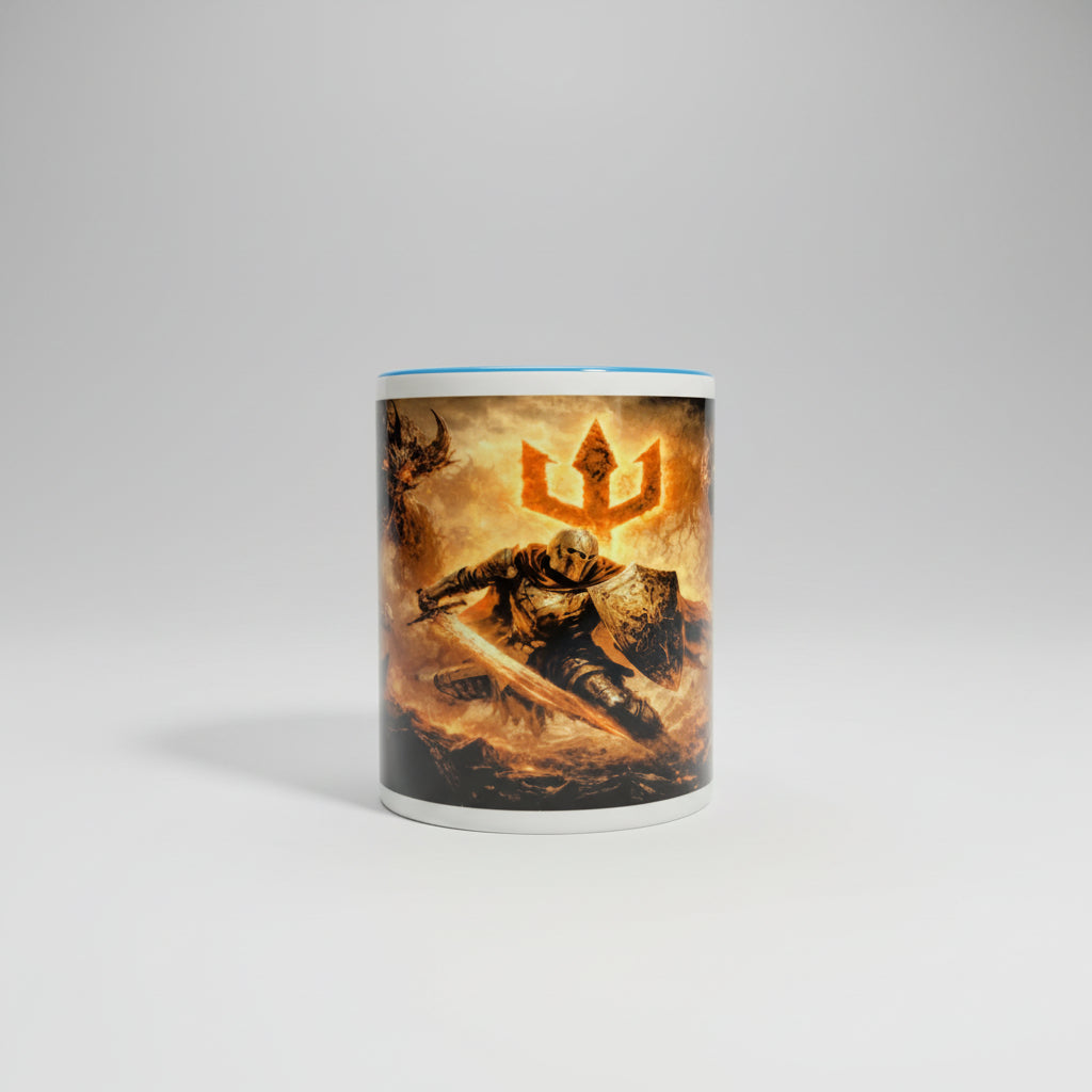 Dark Fantasy Ritter Tasse mit Monster-Motiv – Epischer Mittelalter Keramikbecher 330 ml