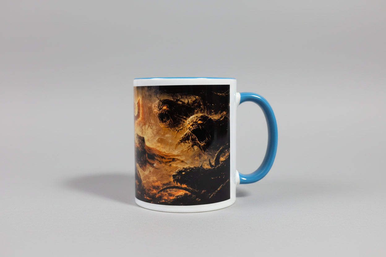 Dark Fantasy Ritter Tasse mit Monster-Motiv – Epischer Mittelalter Keramikbecher 330 ml