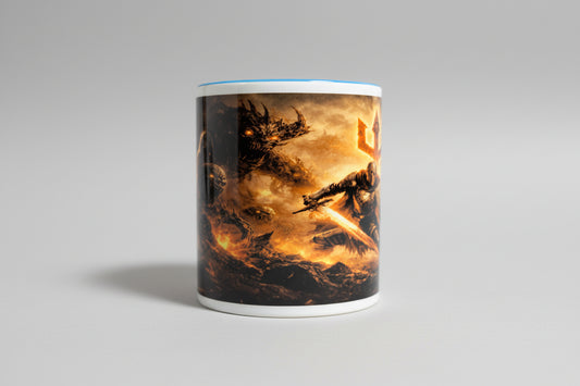 Dark Fantasy Ritter Tasse mit Monster-Motiv – Epischer Mittelalter Keramikbecher 330 ml