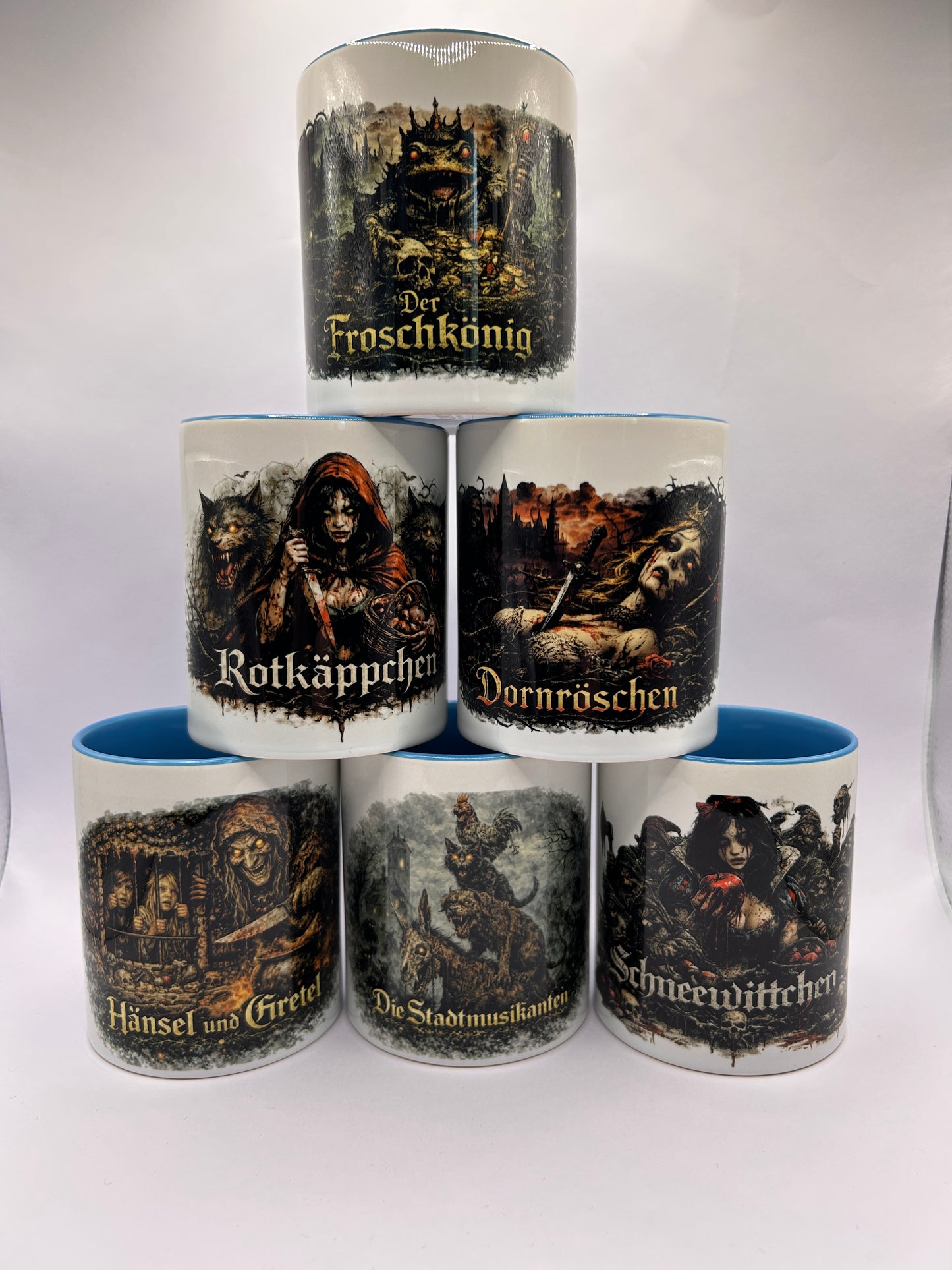 Märchen Horror Tassen Set – Dark Fantasy Kollektion | 6x 330ml Keramik, spülmaschinenfest
