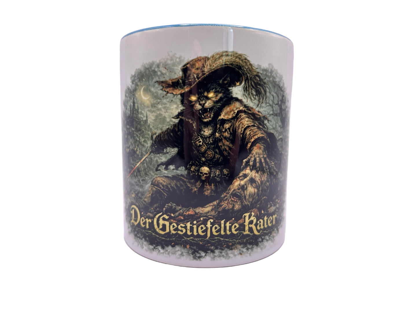 Der gestiefelte Kater Horror Tasse – Dark Fantasy Märchen | 330ml Keramik, spülmaschinenfest