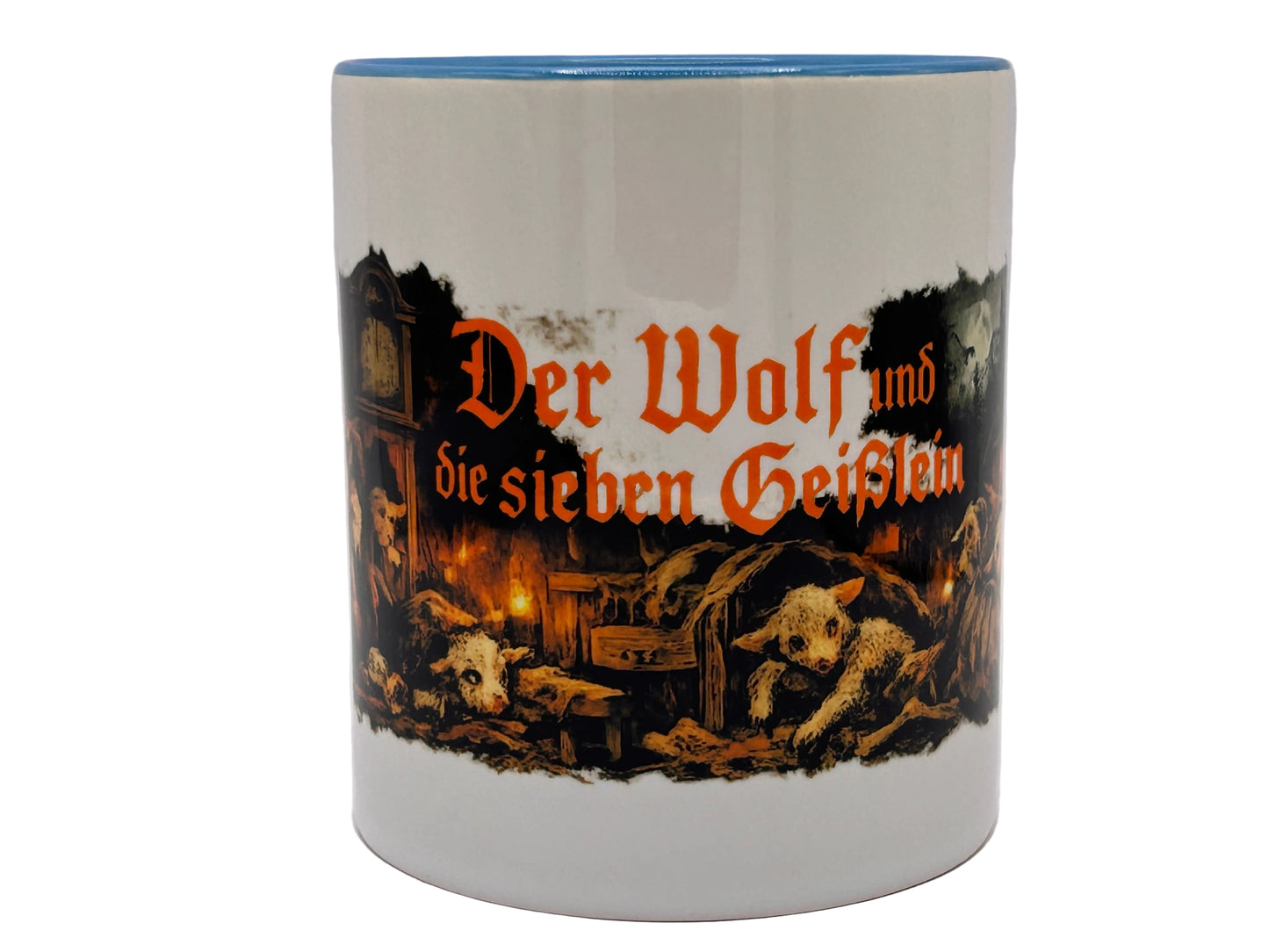 Der Wolf und die sieben Geißlein Tasse – Dark Fantasy Märchen Horror Design | 330 ml Keramik Becher