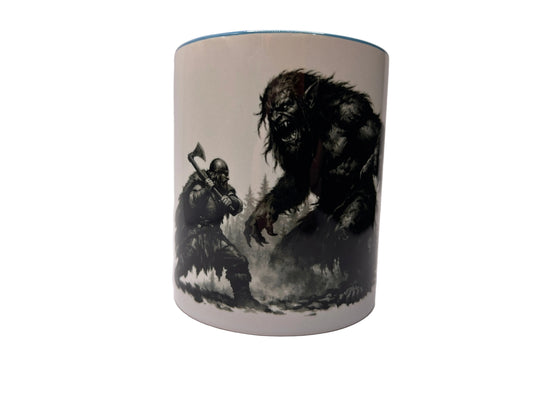 Wikinger vs Troll Tasse – Dark Fantasy Viking Horror Design | Nordische Mythologie | 330 ml Keramik Becher