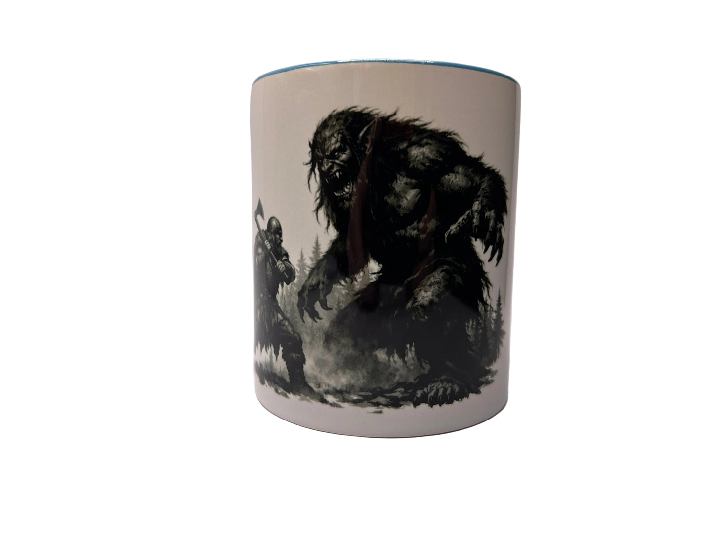 Wikinger vs Troll Tasse – Dark Fantasy Viking Horror Design | Nordische Mythologie | 330 ml Keramik Becher