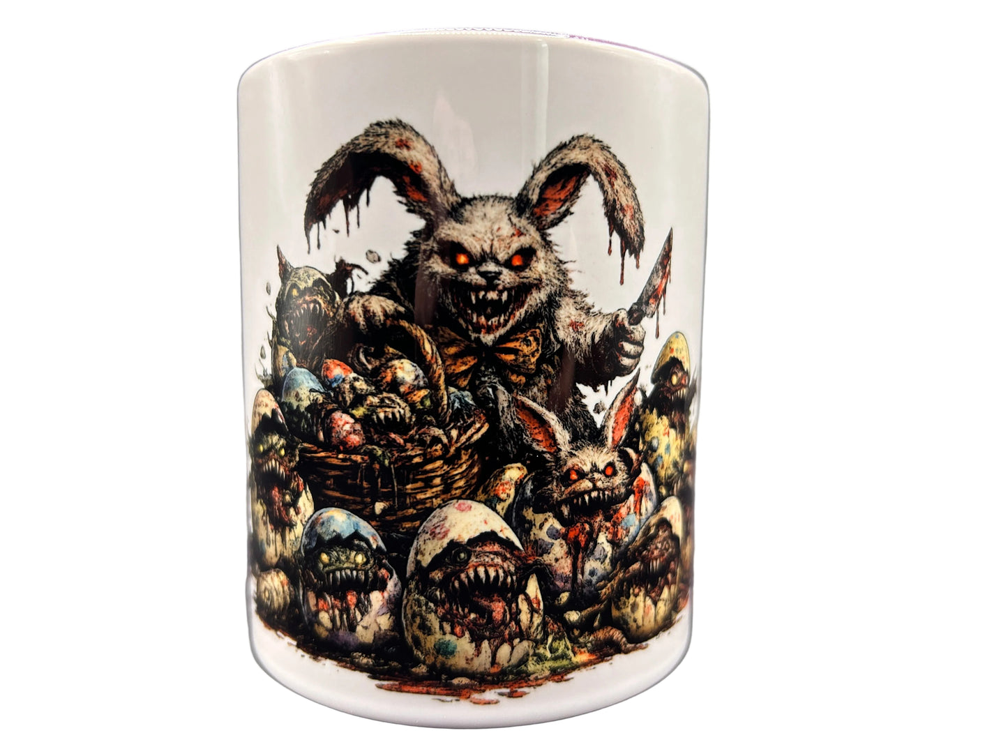 Horror Oster Tassen Set (3er) – Dunkler Osterhase Design | 330 ml Keramik, spülmaschinenfest