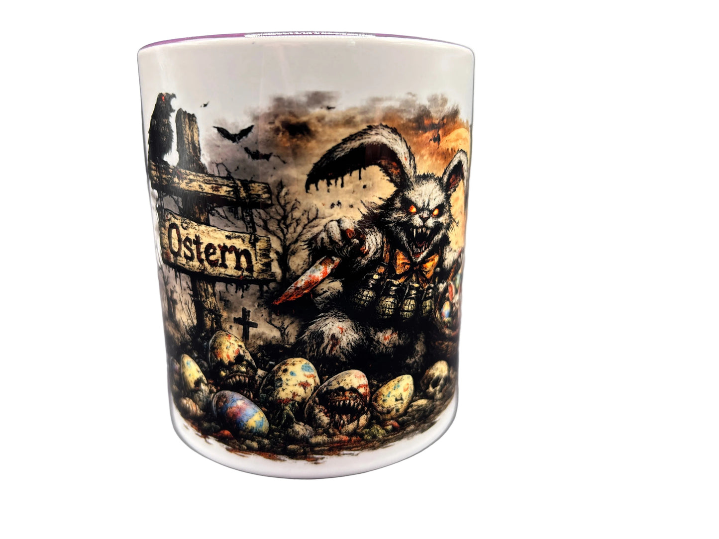 Horror Oster Tassen Set (3er) – Dunkler Osterhase Design | 330 ml Keramik, spülmaschinenfest