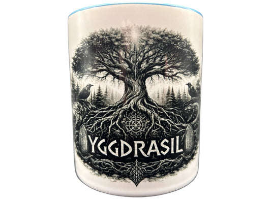 Yggdrasil Tasse – Weltenbaum Wikinger Design | Nordische Mythologie Dark Fantasy | 330 ml Keramik Becher