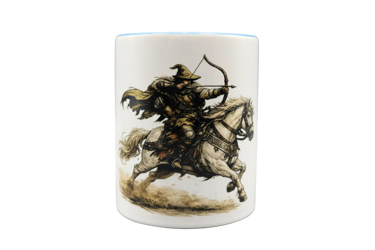 Bogenschütze Tasse 330 ml – Mittelalter Reiter & Bogen Design | spülmaschinenfest