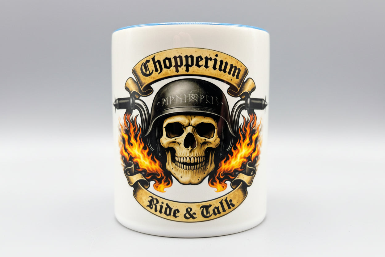 Chopperium Tasse 330 ml – Biker Skull Design | Exklusive YouTuber Fan Tasse spülmaschinenfest