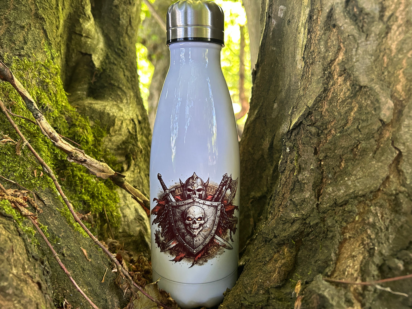 Wikinger Thermosflasche 350ml – Skull Shield Edelstahl Isolierflasche