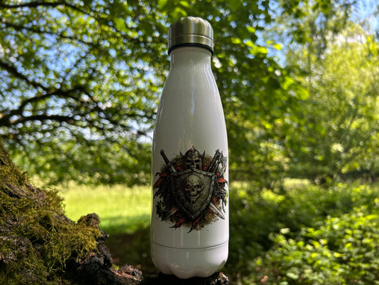 Wikinger Thermosflasche 350ml – Skull Shield Edelstahl Isolierflasche