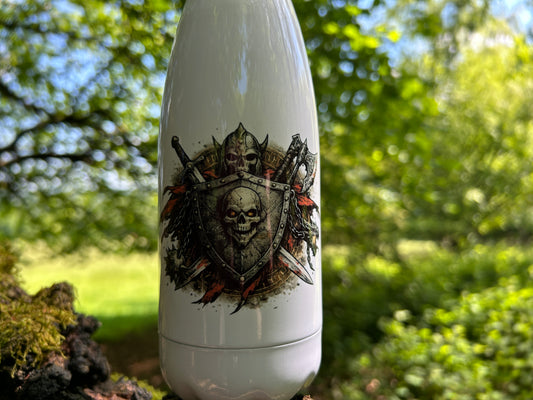 Wikinger Thermosflasche 350ml – Skull Shield Edelstahl Isolierflasche