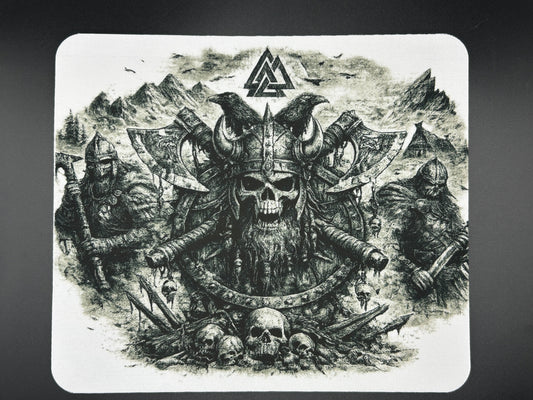 Wikinger Mauspad Schwarz Weiß – Dark Viking Skull Gaming Mauspad 23x19,5 cm