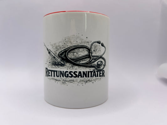 Rettungssanitäter Tasse mit Stethoskop & Spritze – Geschenk für Rettungsdienst und Sanitäter