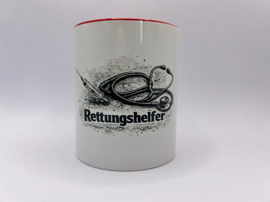 Rettungshelfer Tasse mit Stethoskop & Spritze – Geschenk für Rettungsdienst und Sanitäter