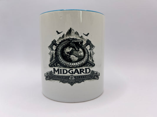 Midgard Tasse – Nordische Mythologie mit Weltschlange Jörmungandr & Wikinger Motiv