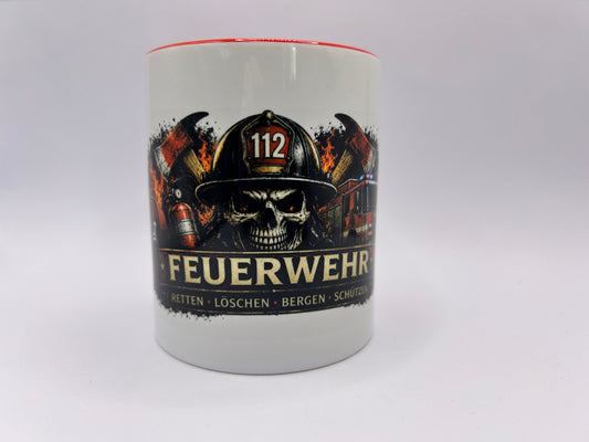 Feuerwehr Tasse 112 – Retten Löschen Bergen Schützen | Geschenk für Feuerwehrmann