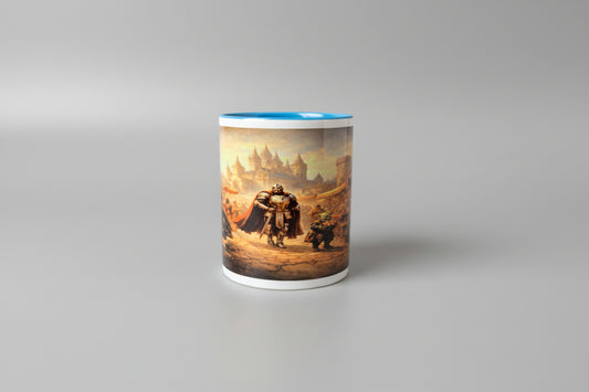 Fantasy Tasse mit Ritter & Tavernen Motiv – Mittelalter Keramiktasse 330 ml